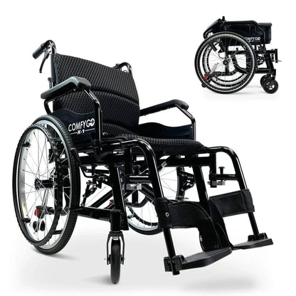 ComfyGo X-1 Manual Folding Lightweight Travel Wheelchair Wheelchairs ComfyGo   