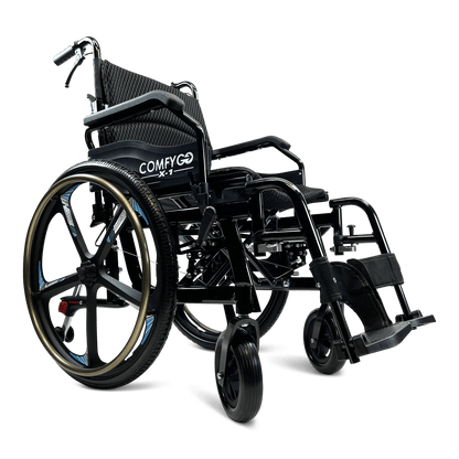 ComfyGo X-1 Manual Folding Lightweight Travel Wheelchair Wheelchairs ComfyGo Black Special Edition 