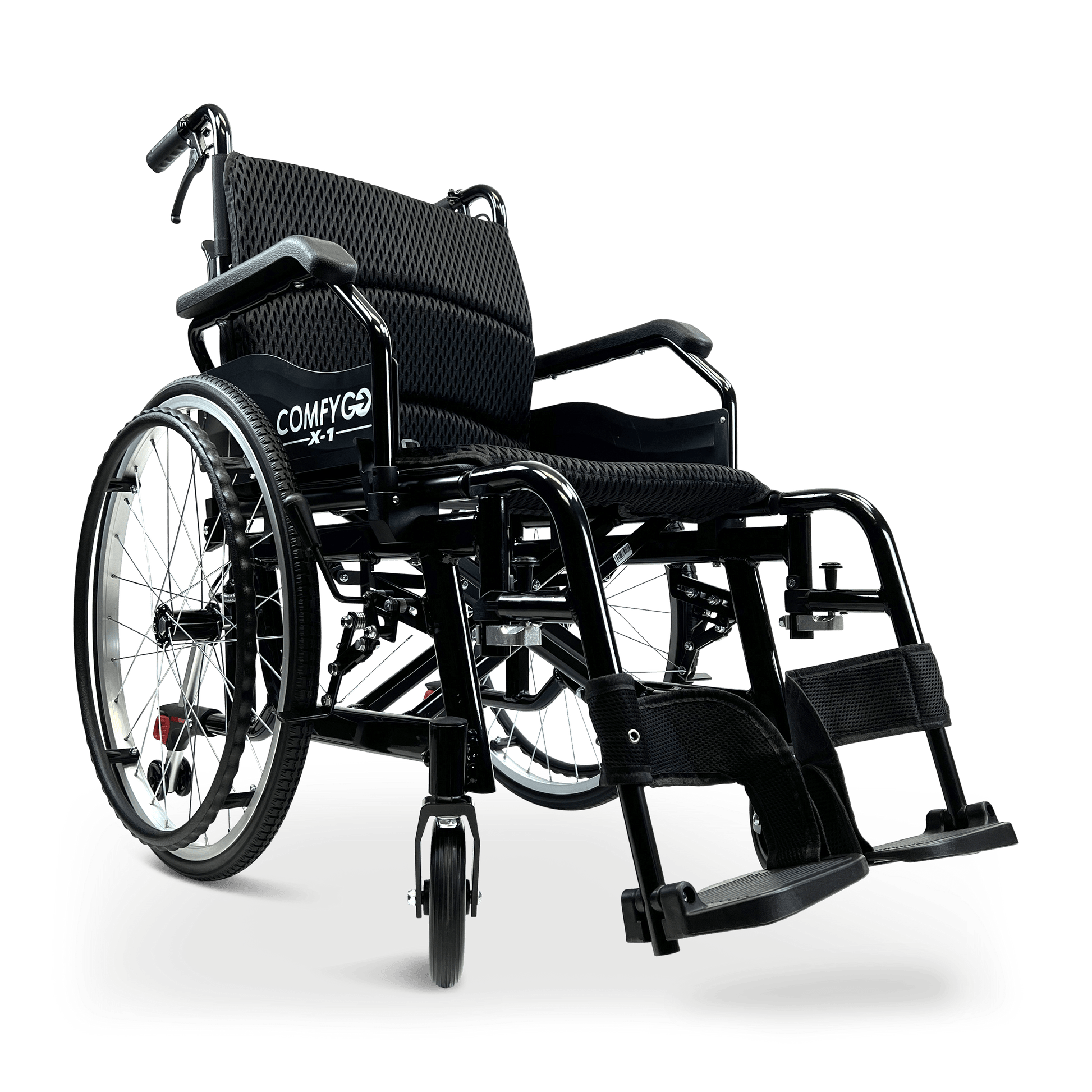 ComfyGo X-1 Manual Folding Lightweight Travel Wheelchair Wheelchairs ComfyGo Black Standard 