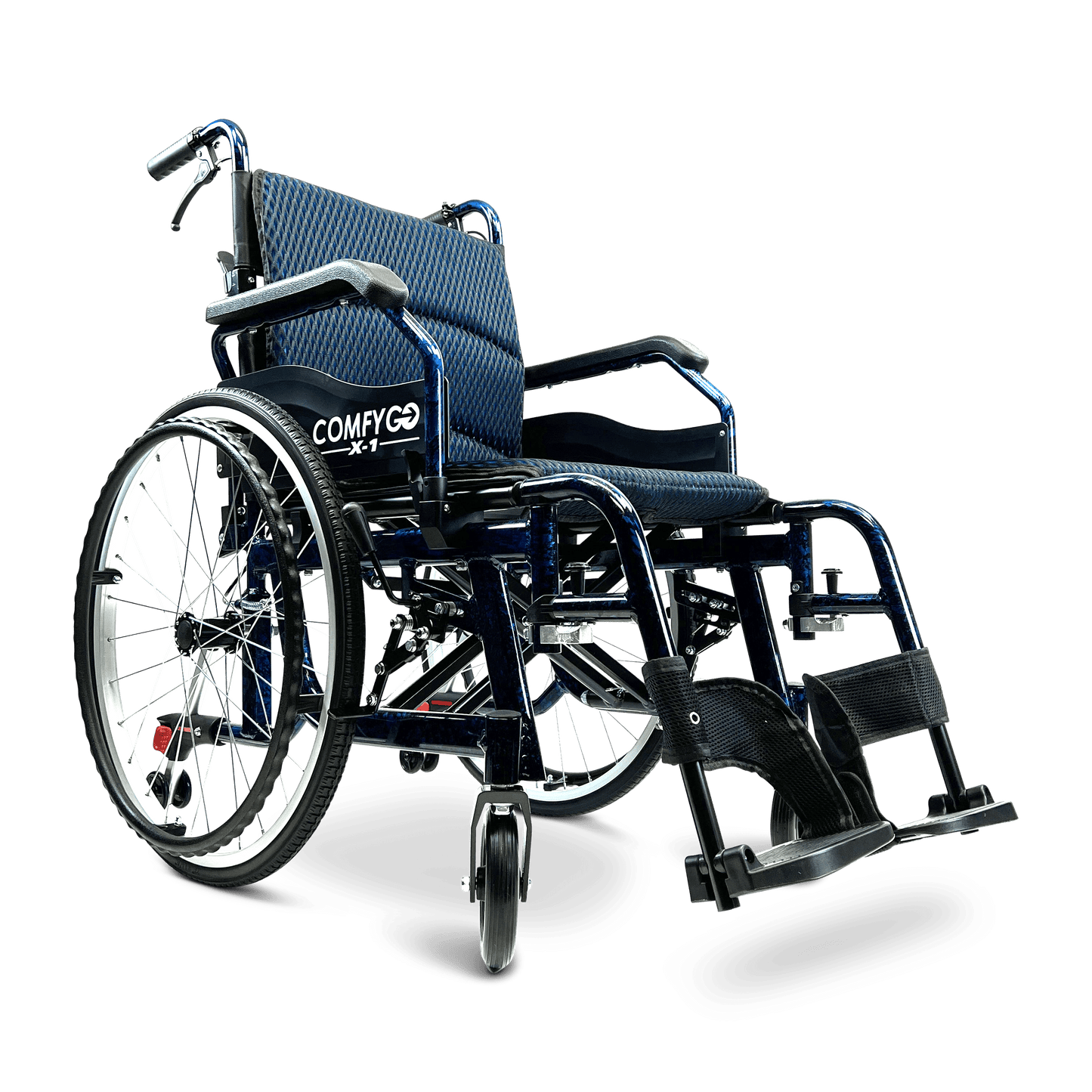 ComfyGo X-1 Manual Folding Lightweight Travel Wheelchair Wheelchairs ComfyGo Blue Standard 