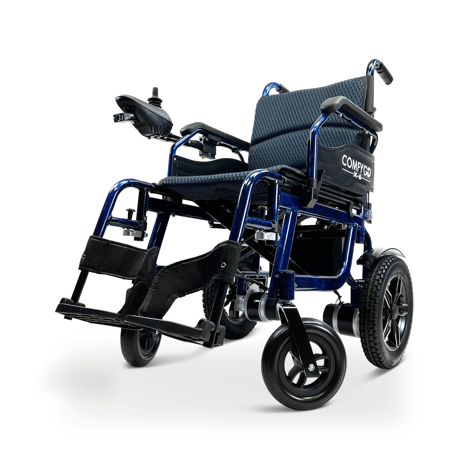 ComfyGo X-6 Lightweight Folding Electric Wheelchair Wheelchairs ComfyGo Blue  