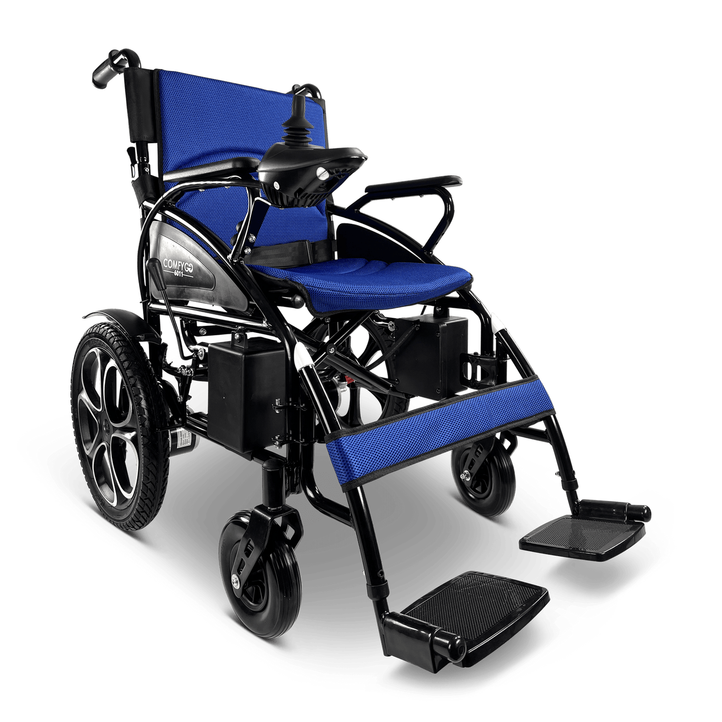 ComfyGo 6011 Folding Electric Travel Wheelchair Wheelchairs ComfyGo Blue  