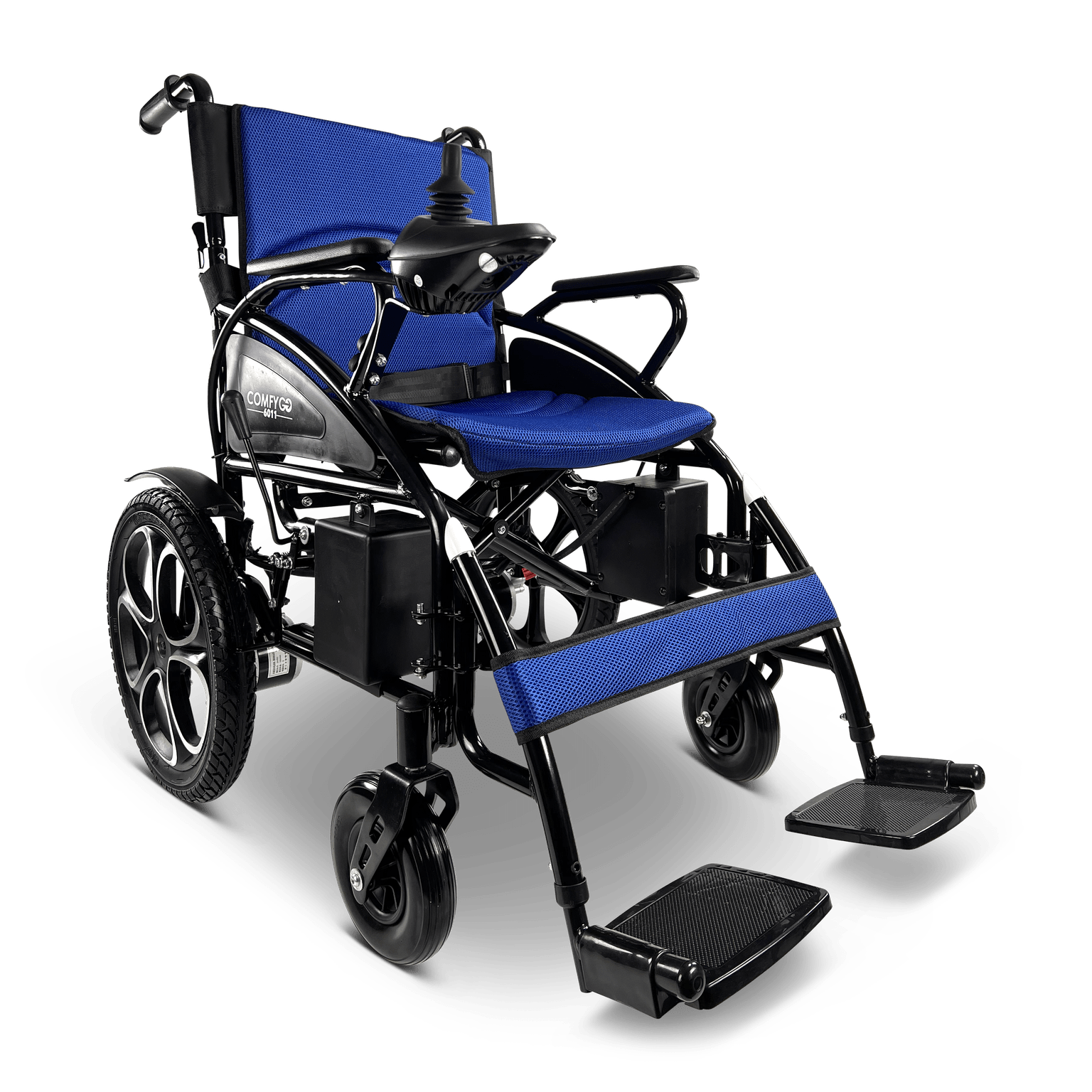 ComfyGo 6011 Folding Electric Travel Wheelchair Wheelchairs ComfyGo Blue  