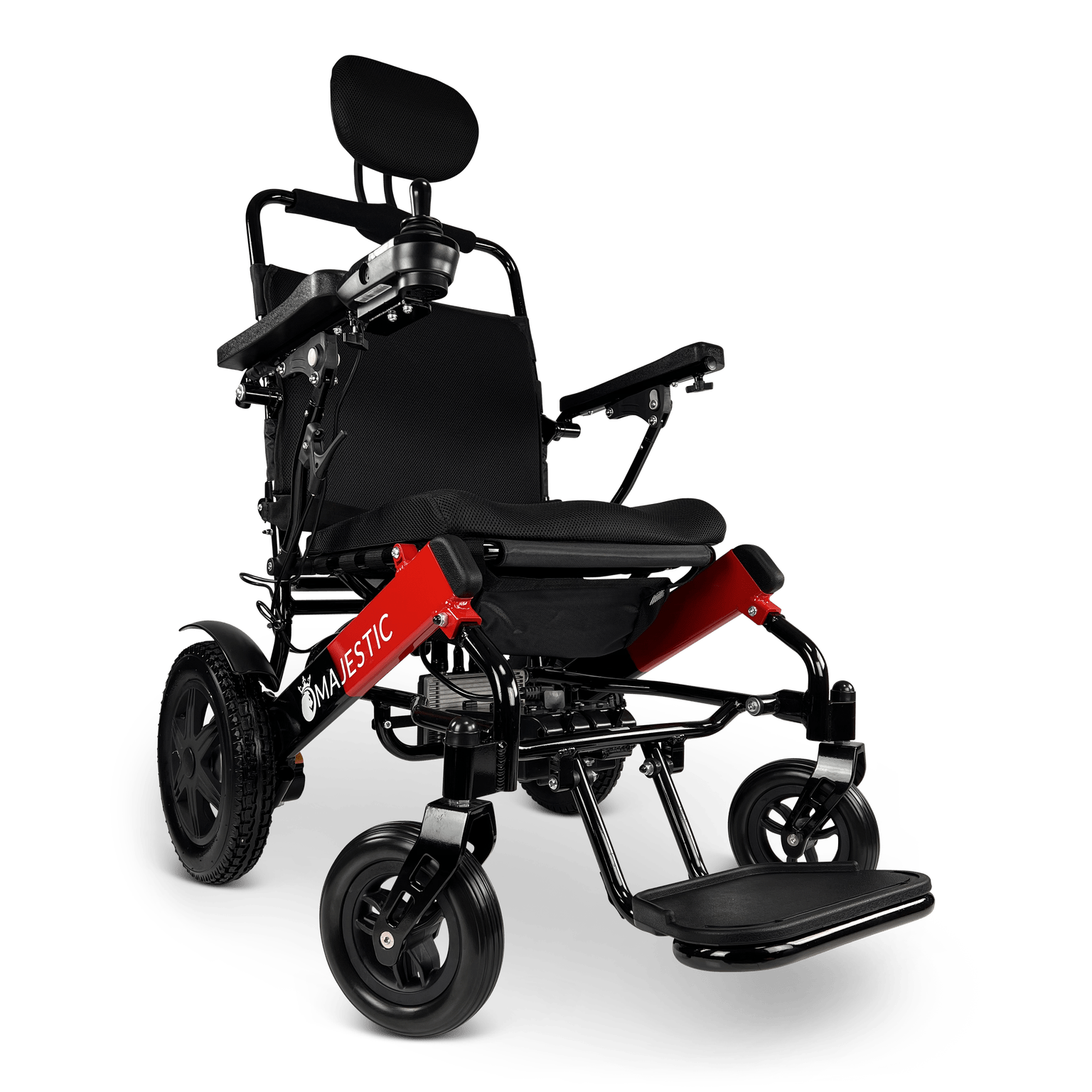 ComfyGo Majestic IQ-9000 Long Range Folding Electric Wheelchair With Optional Auto-Recline Wheelchairs ComfyGo Black & Red Standard 