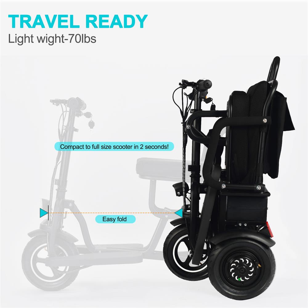 MotoTec Folding Mobility Electric Trike 48v 700w Dual Motor Lithium