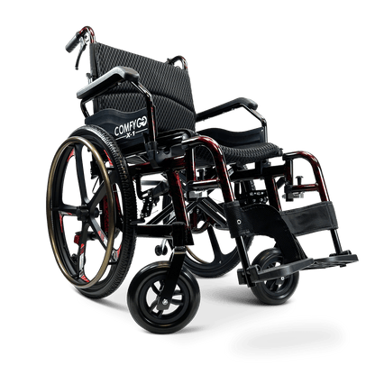 ComfyGo X-1 Manual Folding Lightweight Travel Wheelchair Wheelchairs ComfyGo Red Special Edition 