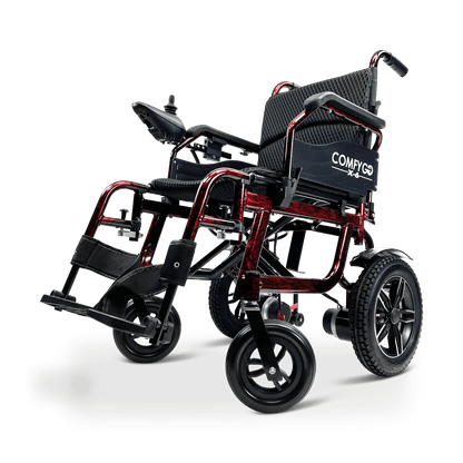 ComfyGo X-6 Lightweight Folding Electric Wheelchair Wheelchairs ComfyGo Red  