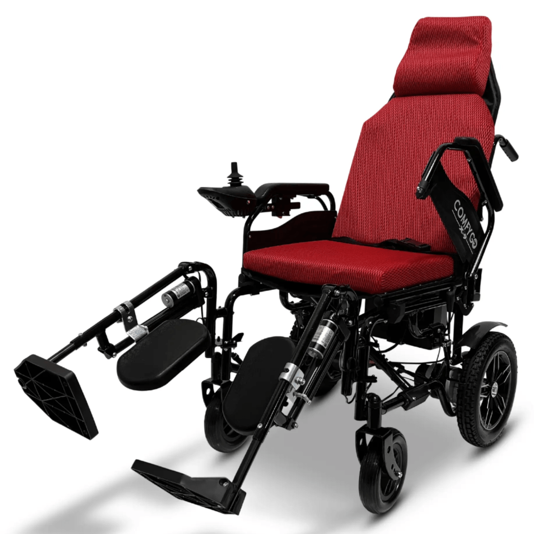 ComfyGo X-9 Remote Controlled Electric Wheelchair With Automatic Recline Wheelchairs ComfyGo Red  