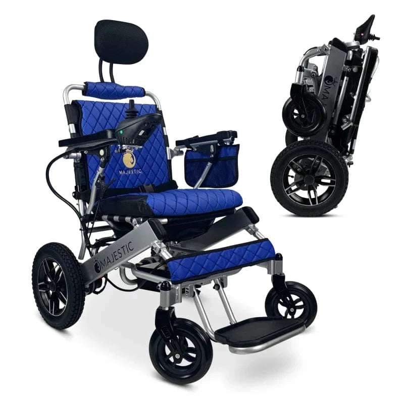 ComfyGo Majestic IQ-8000 Remote Controlled Folding Lightweight Electric Wheelchair Wheelchairs ComfyGo Silver Blue (+$100) 