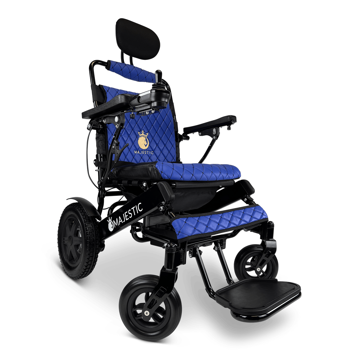 ComfyGo Majestic IQ-9000 Long Range Folding Electric Wheelchair With Optional Auto-Recline Wheelchairs ComfyGo Black Blue (+$100) 