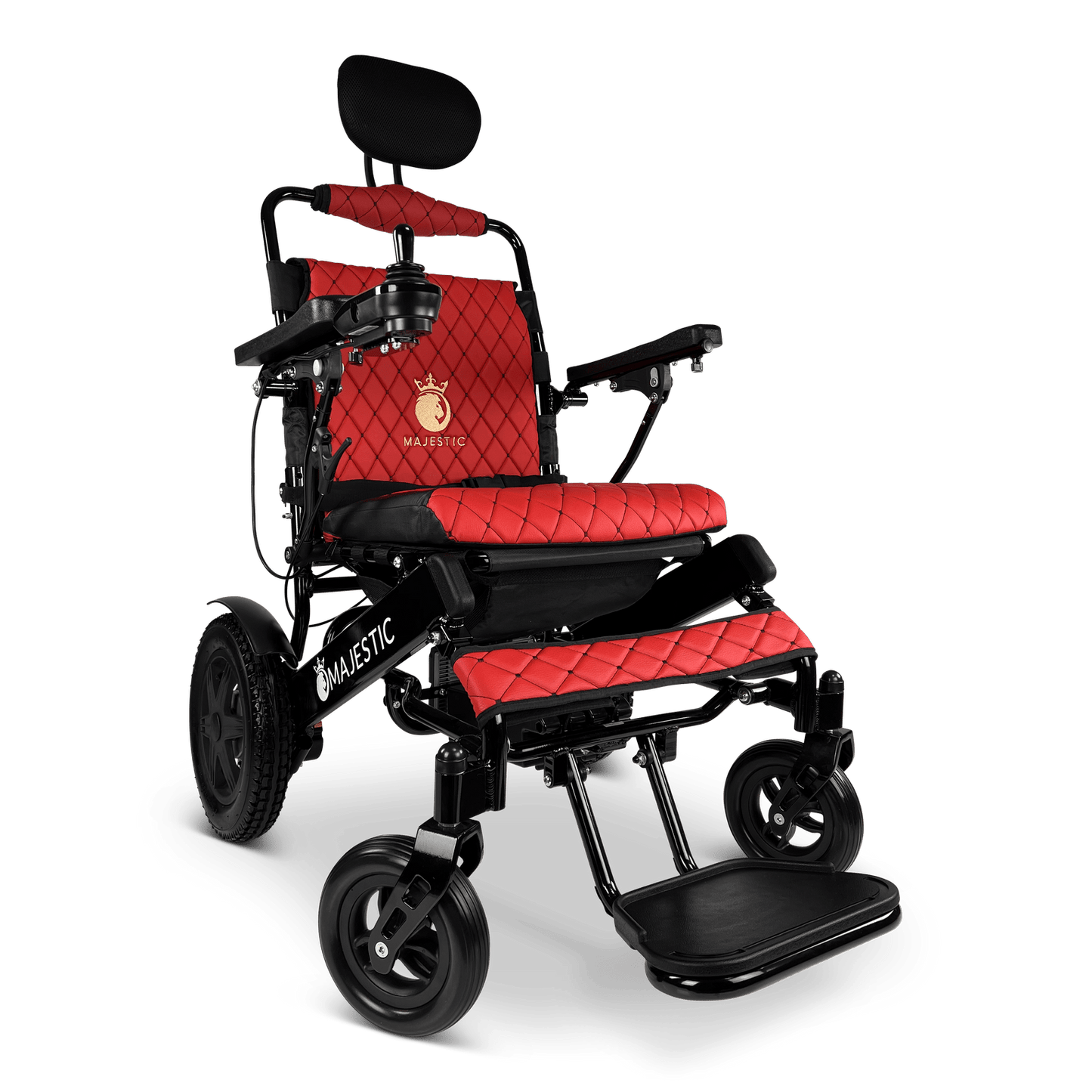 ComfyGo Majestic IQ-9000 Long Range Folding Electric Wheelchair With Optional Auto-Recline Wheelchairs ComfyGo Black Red (+$100) 