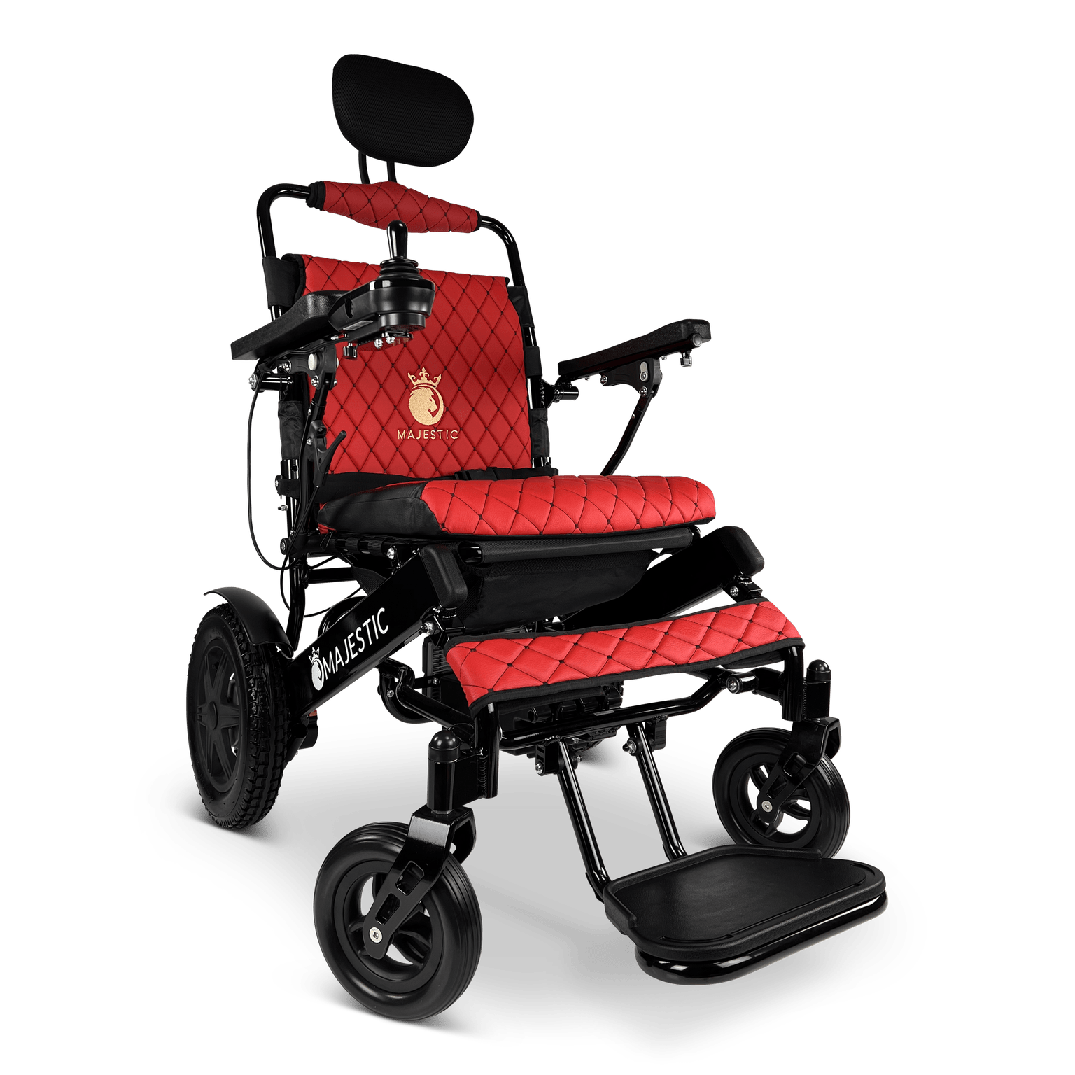 ComfyGo Majestic IQ-9000 Long Range Folding Electric Wheelchair With Optional Auto-Recline Wheelchairs ComfyGo Black Red (+$100) 